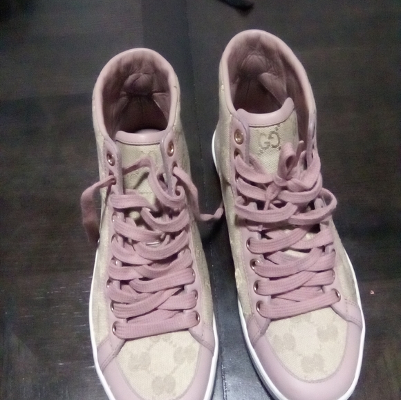 Gucci high tops canvas shoes with pink laces the size 7 - Picture 4 of 5